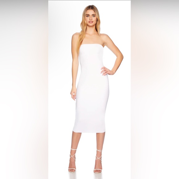 Susana Monaco Revolve White Tube Strapless Midi Dress M New With Tags - Picture 1 of 7